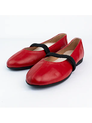 Bailarinas para mujer en cuero liso con elástico – LIRIA - Color Rojo 