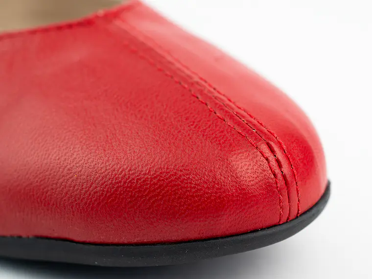 Bailarinas para mujer en cuero liso con elástico – LIRIA - Color Rojo  5