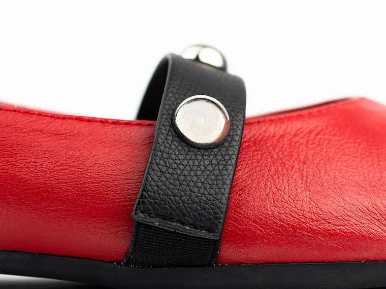 Bailarinas para mujer en cuero liso con taches – LIRIA - Color Rojo  4