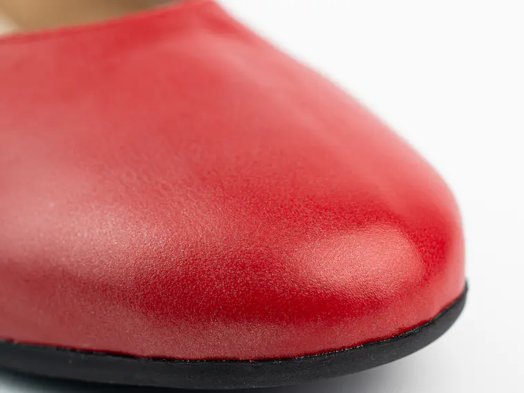 Bailarinas para mujer en cuero liso con taches – LIRIA - Color Rojo  5