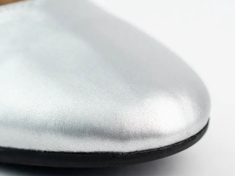 Bailarinas para mujer en cuero liso con taches – LIRIA - Color silver 5