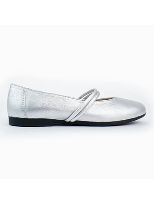 Bailarinas para mujer en cuero liso con cinta – LIRIA - Color Silver