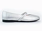 Bailarinas para mujer en cuero liso con cinta – LIRIA - Color Silver - Miniatura 1