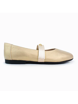 Bailarinas para mujer en cuero liso con clip – LIRIA - Color Dorada - 