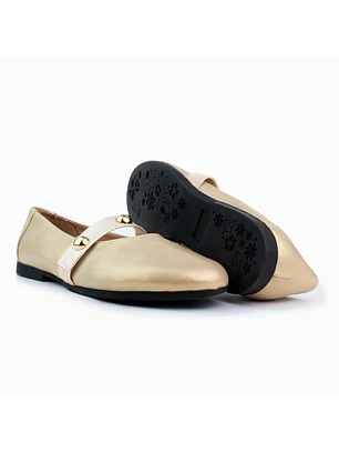 Bailarinas para mujer en cuero liso con taches – LIRIA - Color Dorada- 