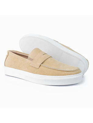 Mocasines para hombre en cuero carnaza - LORNE - Color Castor- 