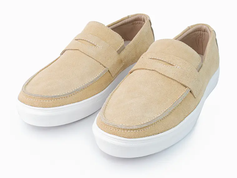 Mocasines para hombre en cuero carnaza - LORNE - Color Castor-  3