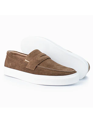 Mocasines para hombre en cuero carnaza - LORNE - Color café