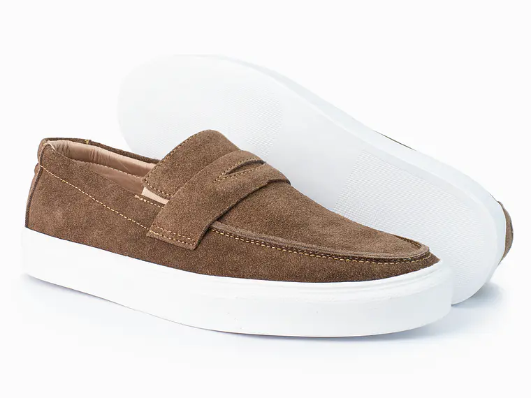 Mocasines para hombre en cuero carnaza - LORNE - Color café 2