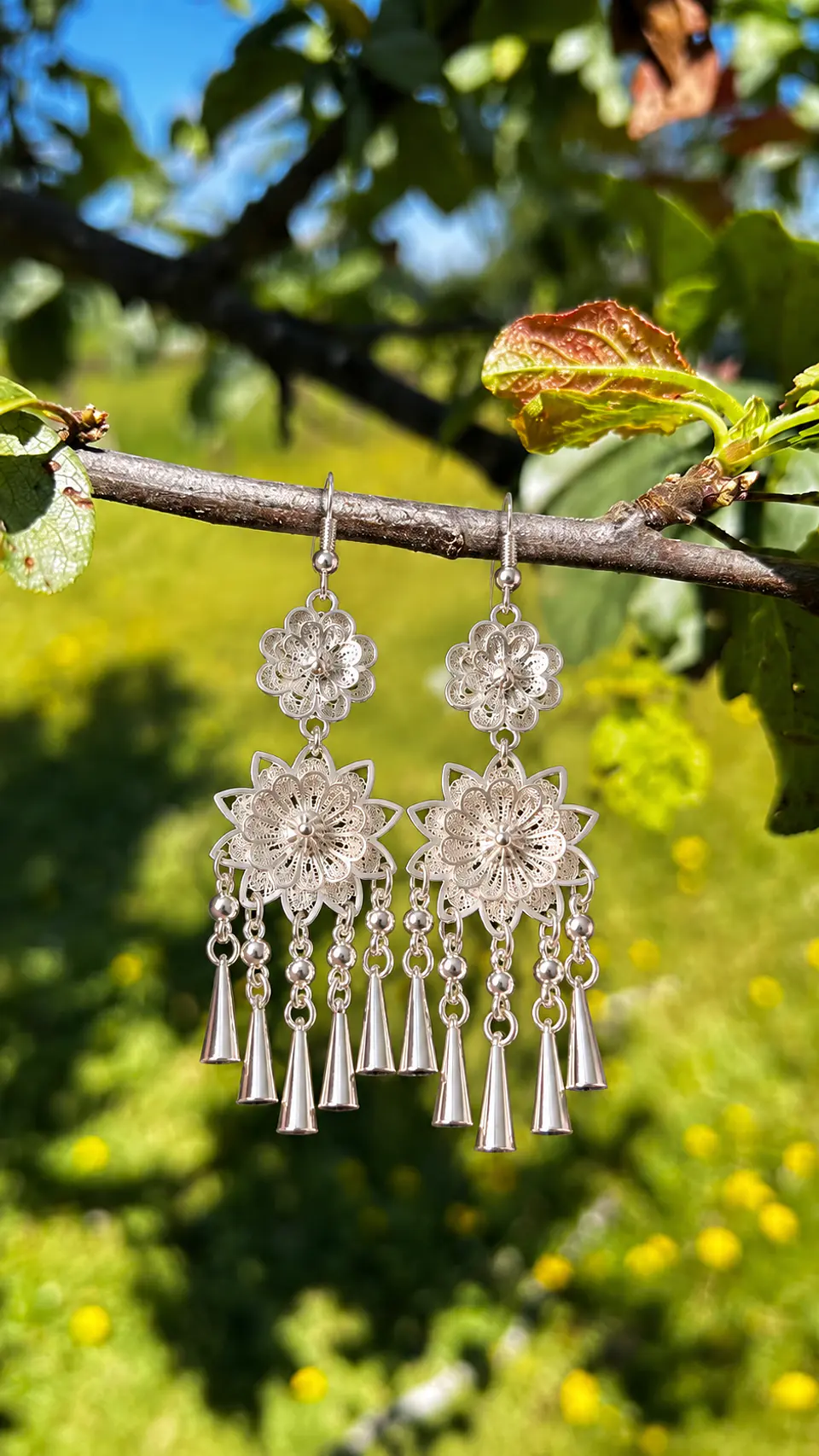 Aros Doble Flor Colgante 1