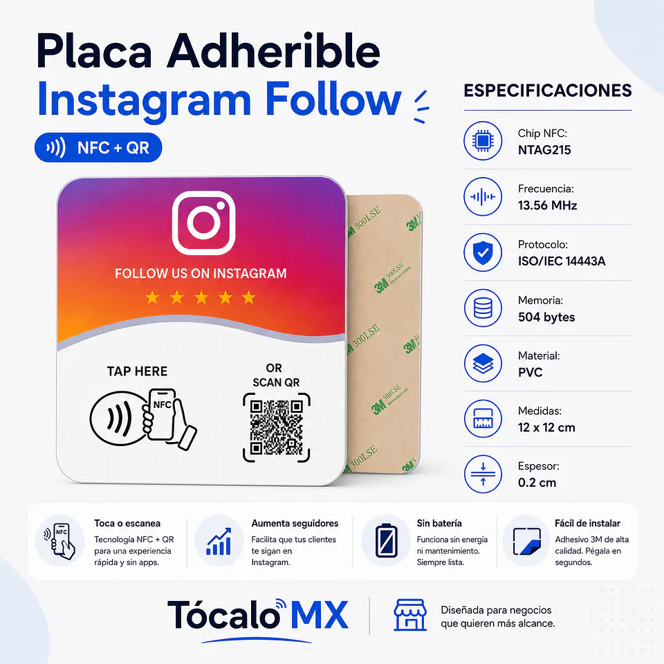 Pack de 2 Placas Google Reviews + 1 Placa Instagram | NFC + QR 3