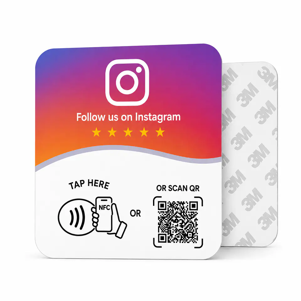 Placa Adherible para Instagram Follow | NFC + QR 1