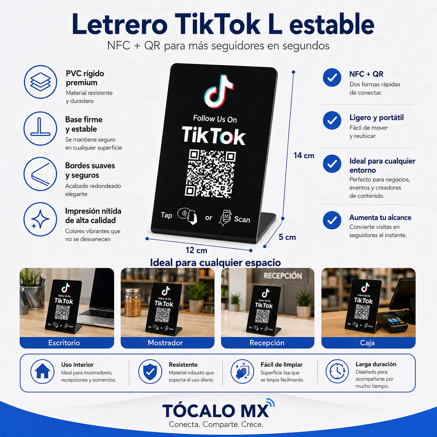 Banner de Mostrador para TikTok Follow | NFC + QR 2