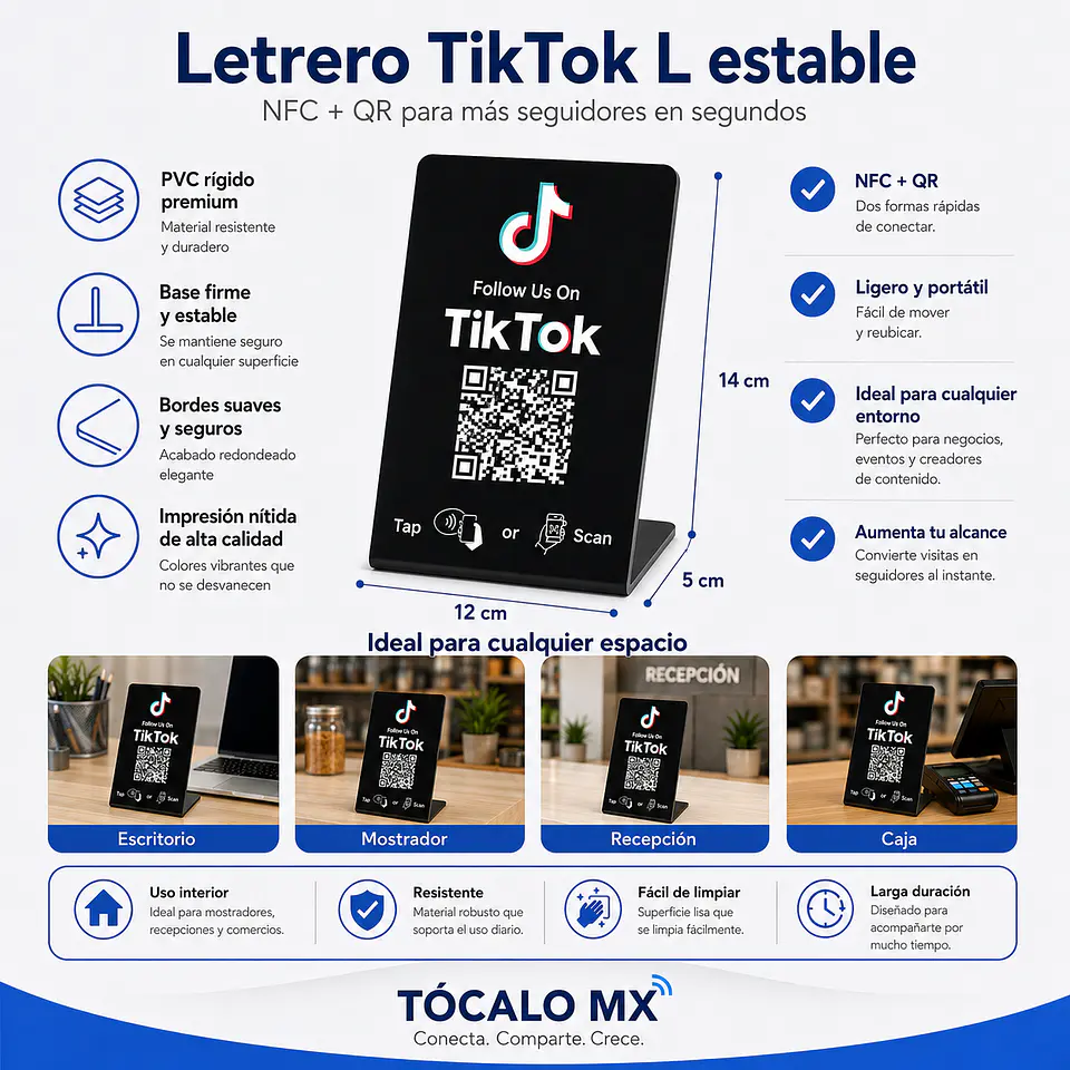Banner de Mostrador para TikTok Follow | NFC + QR 2