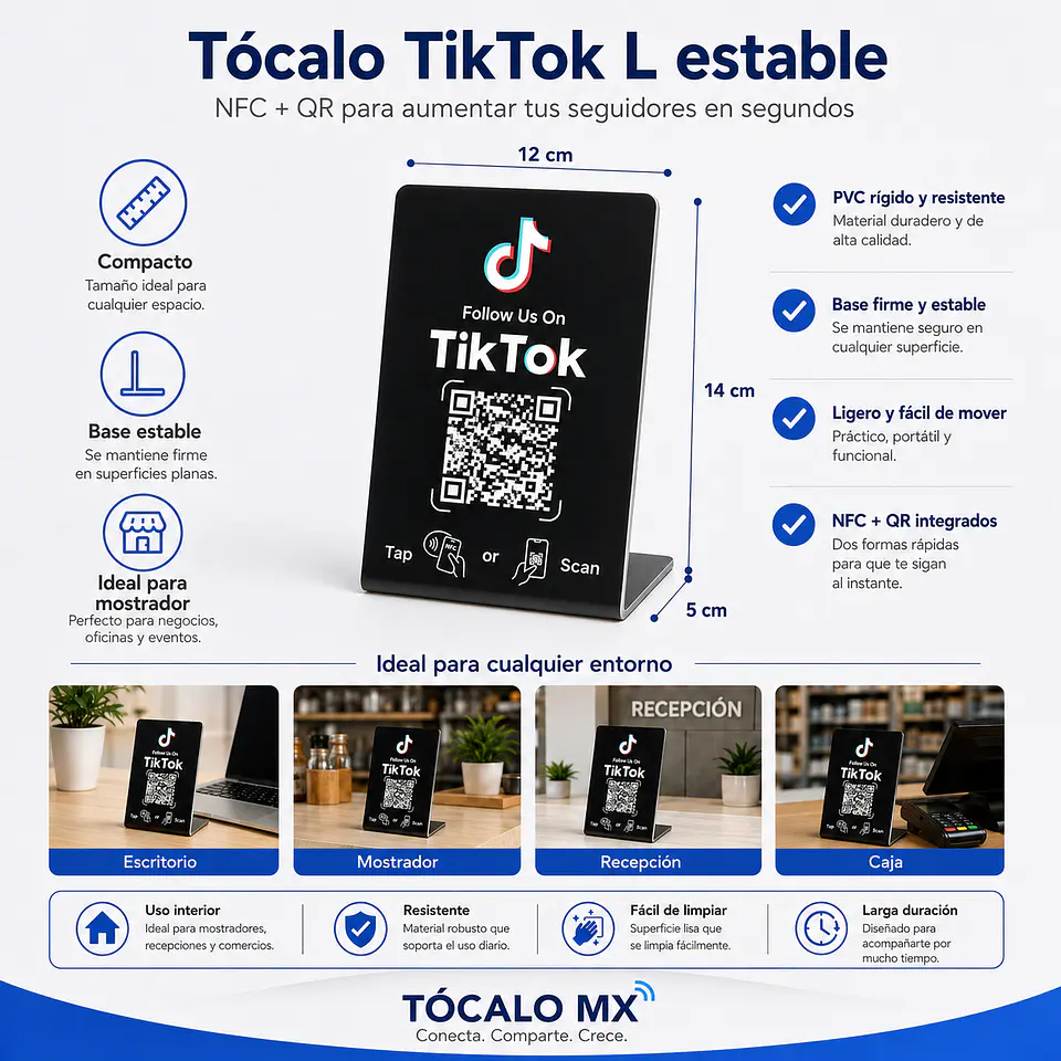 Banner de Mostrador para TikTok Follow | NFC + QR 3
