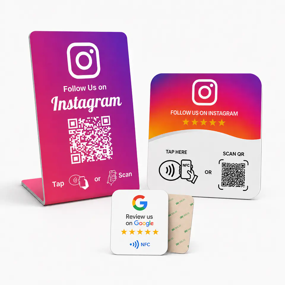 Kit 3 en 1: Banner + Placa + Etiqueta NFC Google 1
