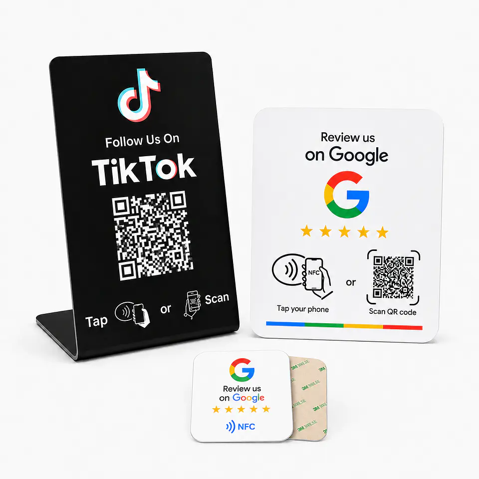 Kit 3 en 1: Banner + Placa + Etiqueta NFC Google 7