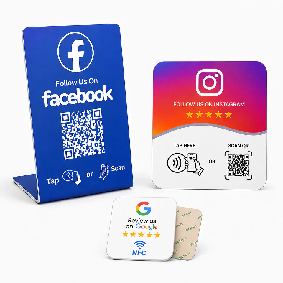 Kit 3 en 1: Banner + Placa + Etiqueta NFC Google 9