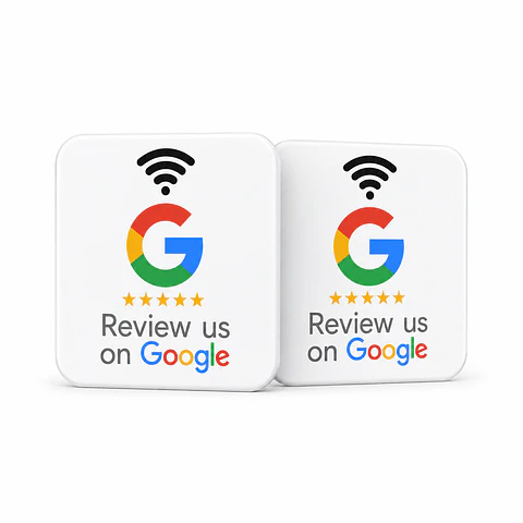 Pack 2 Etiquetas NFC Google Reviews 30 × 30 mm