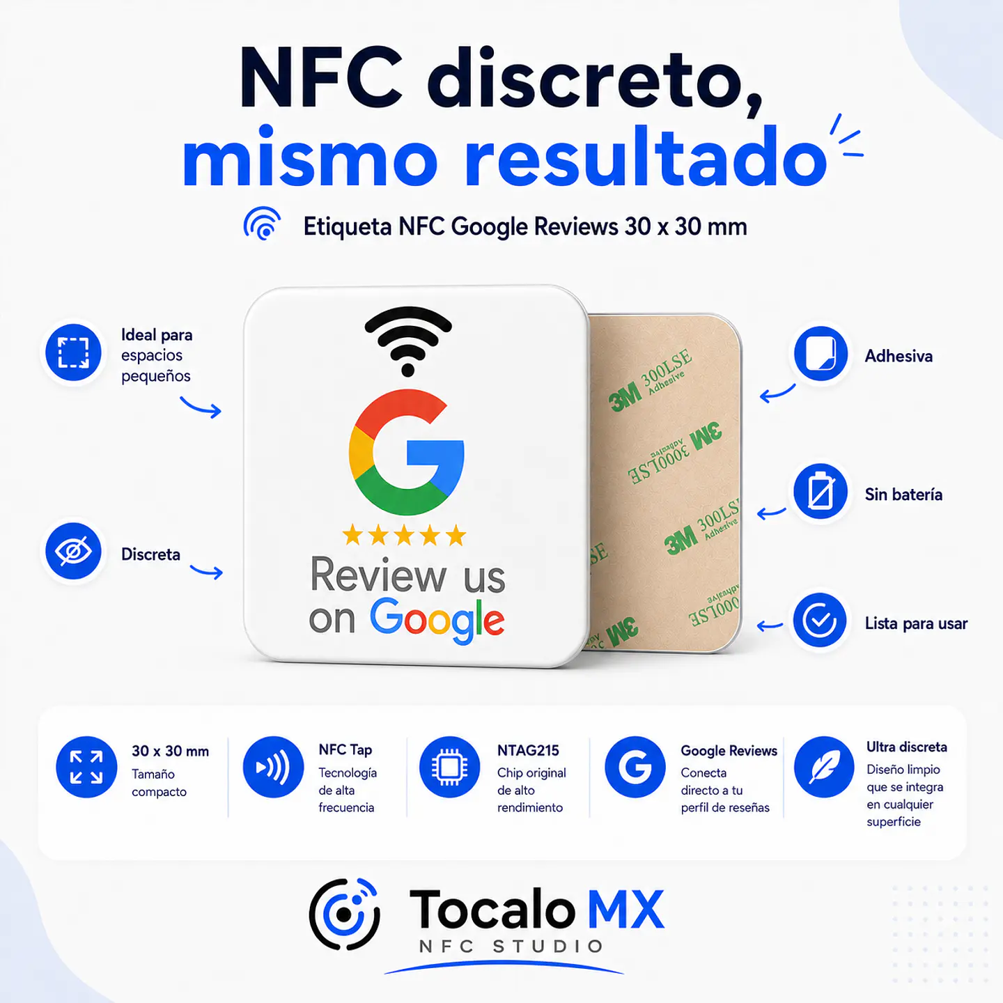 Pack 2 Etiquetas NFC Google Reviews 30 × 30 mm 4