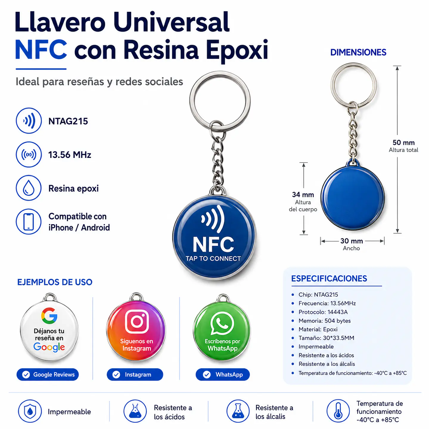 Llavero Universal NFC con Resina Epoxi 2