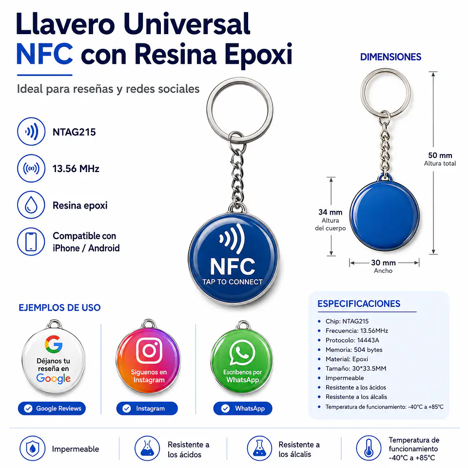Llavero Universal NFC con Resina Epoxi 2