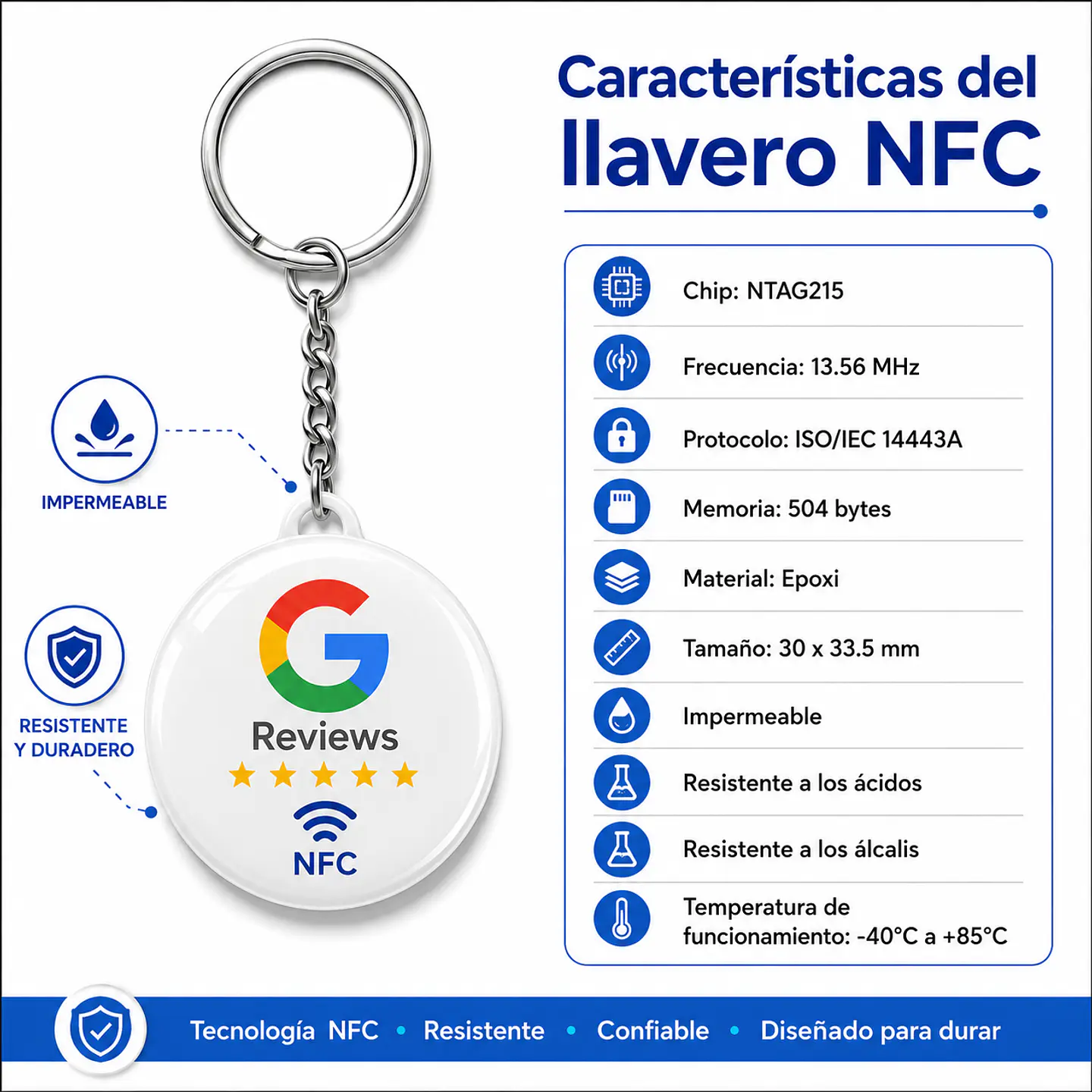 Llavero Universal NFC con Resina Epoxi 3