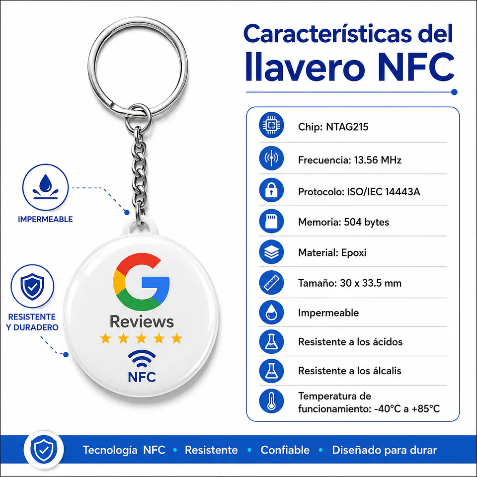 Llavero Universal NFC con Resina Epoxi 3