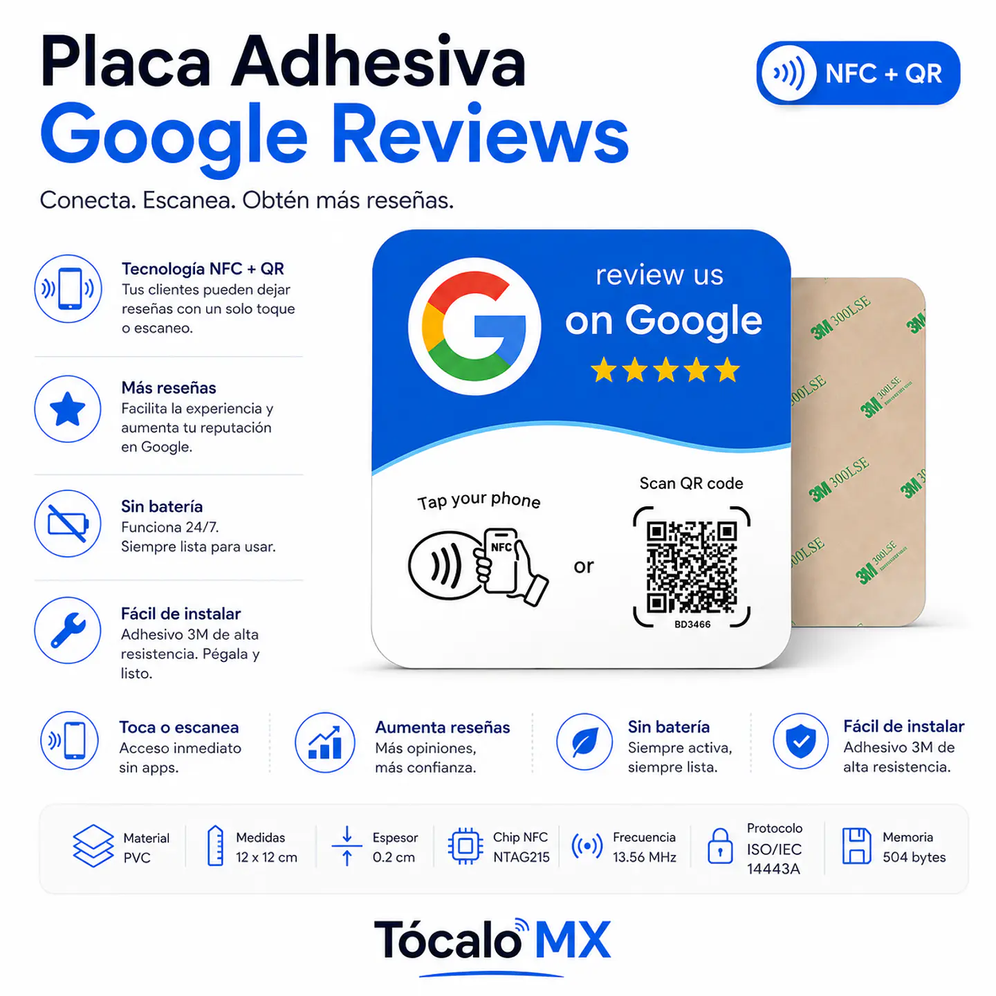 Placa Adherible a Elegir | NFC + QR 5