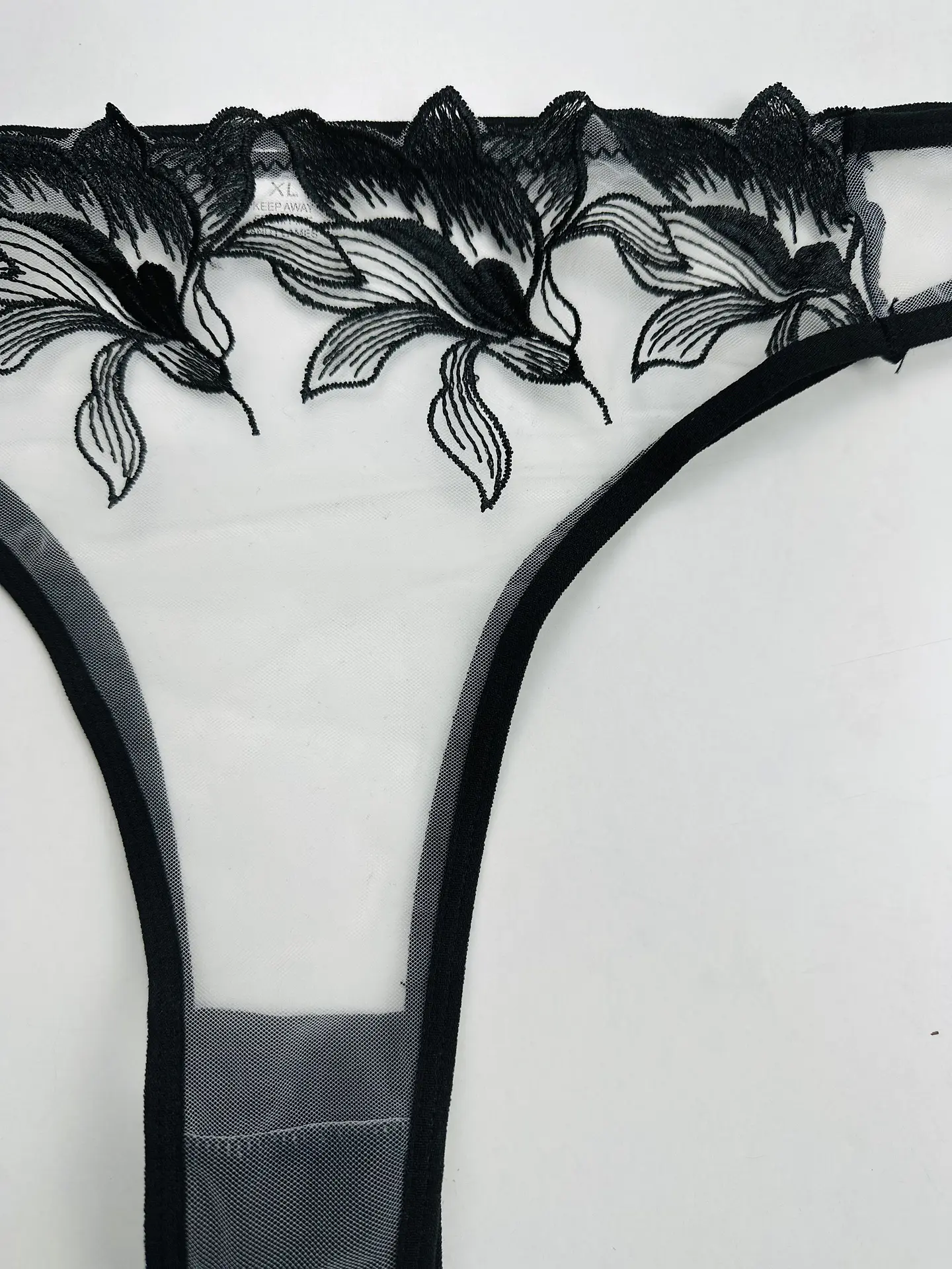 CONJUNTO SEXY 3 PIEZAS MALLA TRANSPARENTE ENCAJE DE FLOR  6