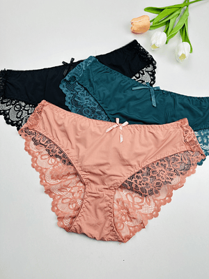 3 CALZON DE MICROFIBRA ENCAJE #1256