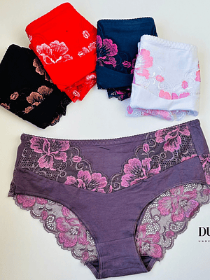 4 CALZONES DE ALGODON Y ENCAJE ALTOS #6139