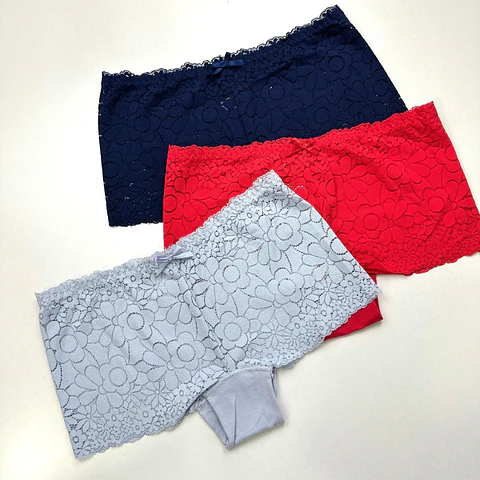 4 PANTALETAS DE ENCAJE FLORAL #804