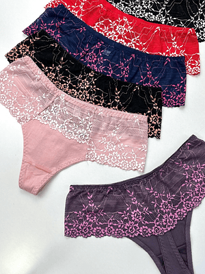 4 COLALESS DE ALGODÓN Y ENCAJE #131