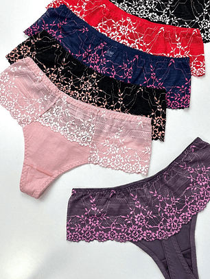 4 COLALESS DE ALGODÓN Y ENCAJE #131