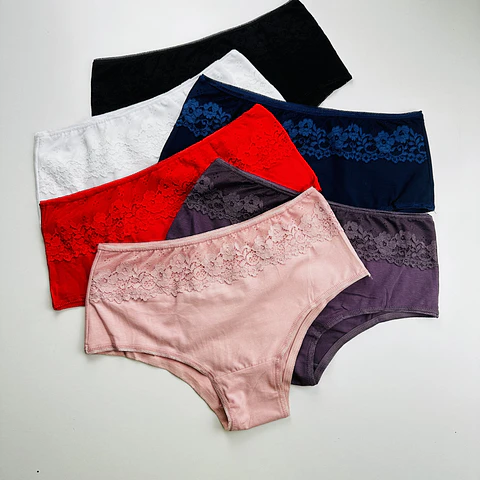 4 CALZON BIKINI  ALGODON  ENCAJE  #002
