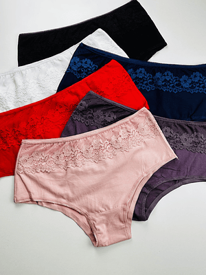 4 CALZON BIKINI  ALGODON  ENCAJE  #002