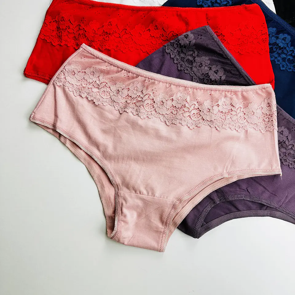 4 CALZON BIKINI  ALGODON  ENCAJE  #002 6