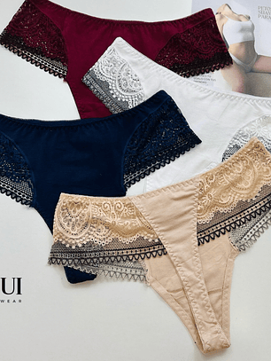 4 COLALES DE ALGODON ENCAJE  #728