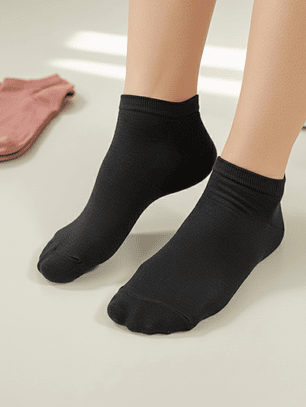 12 PARES DE CALCETINES TOBILLEROS ALGODÓN Y BAMBU  NEGRO #011