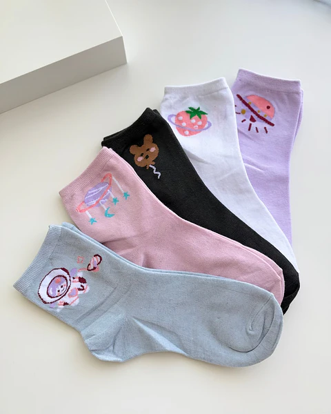 12 PARES DE CALCETINES DE ALGODÓN CON DISEÑO #38