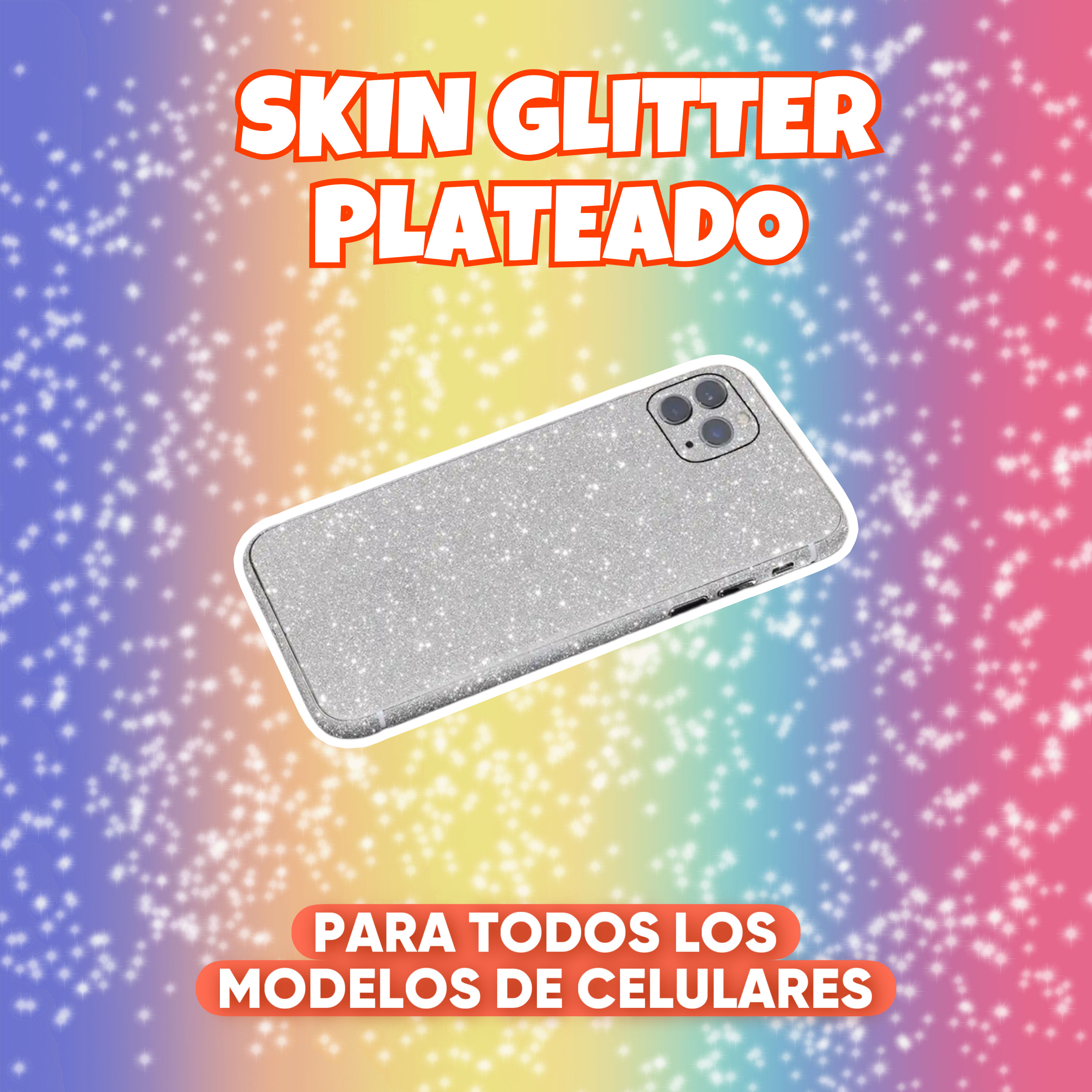Skin Glitter Plateado