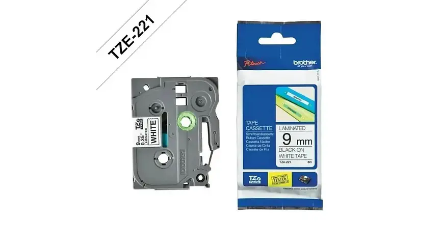 Brother TZe-221 | Cinta Etiqueta Blanca - Texto Negro 1