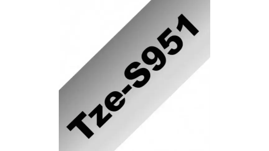 Brother TZe-S951 | Cinta Etiqueta Plateada - Texto Negro 3