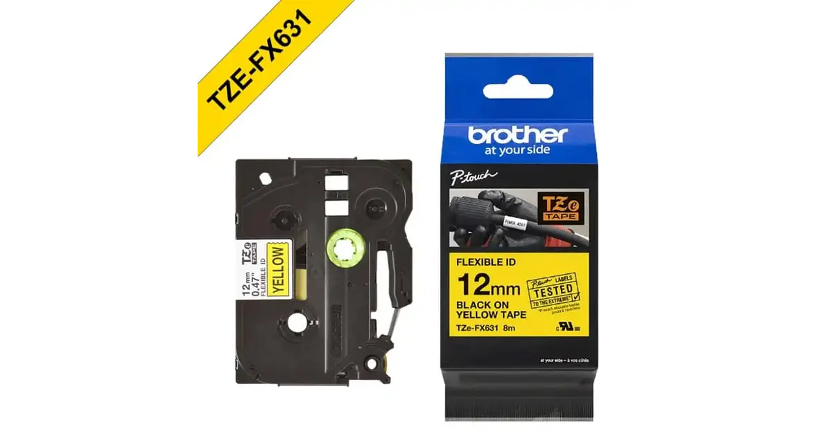 Brother TZe-FX631 | Cinta Etiqueta Amarilla - Texto Negro