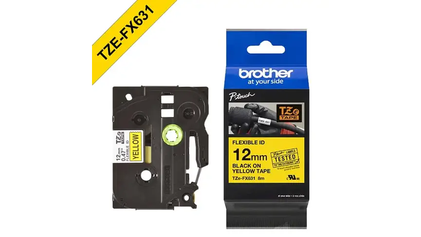 Brother TZe-FX631 | Cinta Etiqueta Amarilla - Texto Negro 1