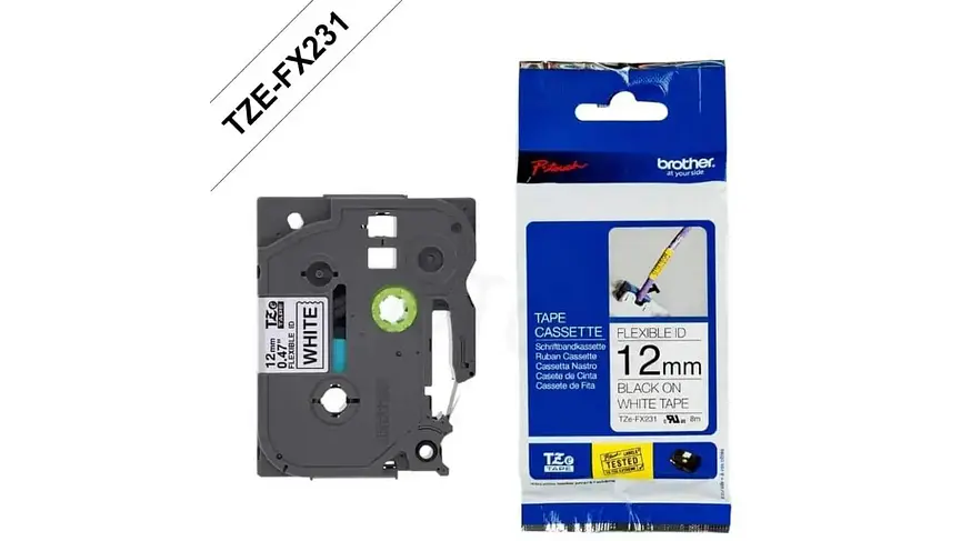 Brother TZe-FX231 | Cinta Etiqueta Blanco - Texto Negro 1