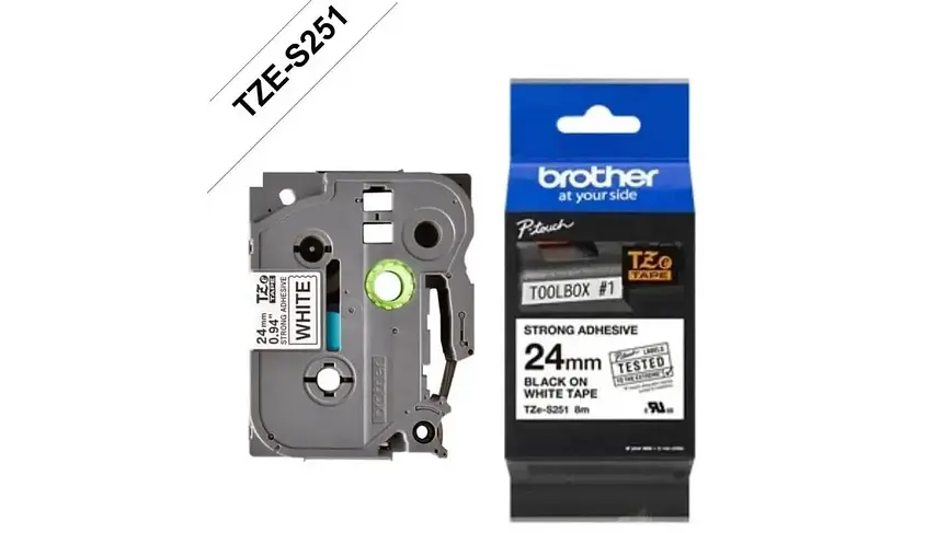 Brother TZeS-251 Pegado Extra Fuerte | Cinta Etiqueta Blanca... 1