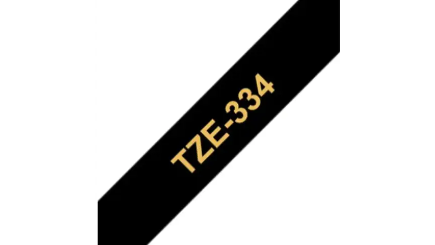 Brother TZe-334 | Cinta Etiqueta Negra - Texto Dorado 3