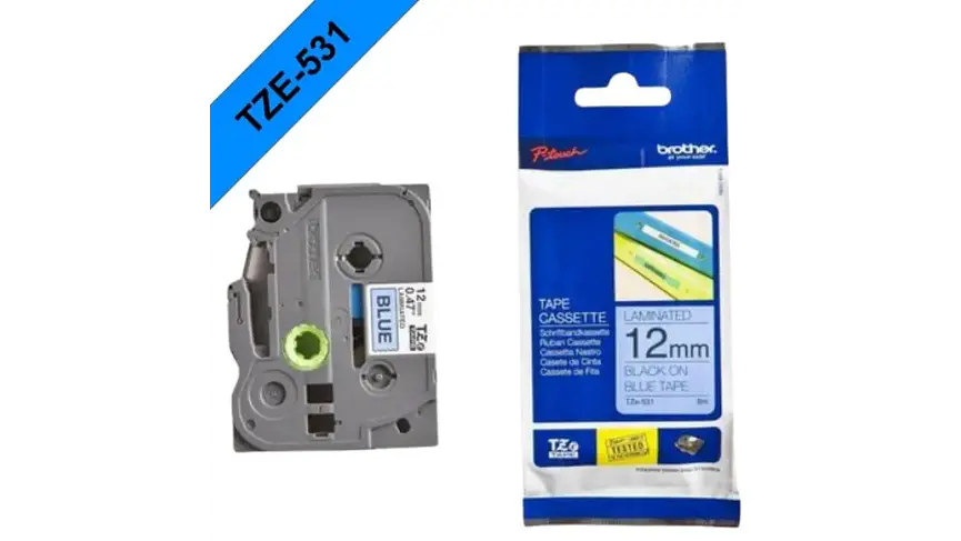 Brother TZe-531 | Cinta Etiqueta Azul - Texto Negro 1